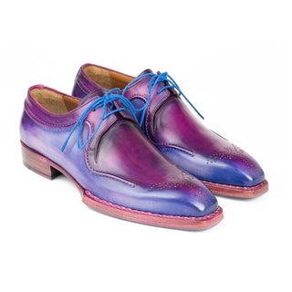 Paul Parkman 326G19 Men's Shoes Blue & Purple Calf-Skin Leather Hand-Welted Derby Oxfords (PM6428)-AmbrogioShoes
