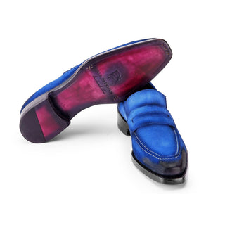 Paul Parkman 36 Men's Shoes Suede Leather Welted Penny Loafers (PM6448)-AmbrogioShoes