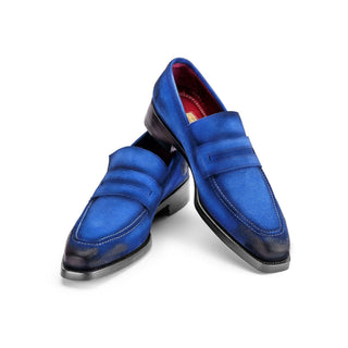 Paul Parkman 36 Men's Shoes Suede Leather Welted Penny Loafers (PM6448)-AmbrogioShoes