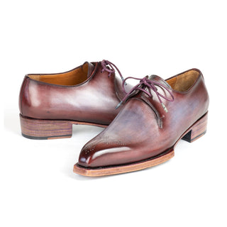 Paul Parkman 468G61 Men's Shoes Ice Blue & Bordeaux Calf-Skin Leather Goodyear Welted Derby Oxfords (PM6427)-AmbrogioShoes