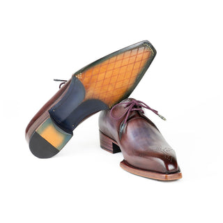 Paul Parkman 468G61 Men's Shoes Ice Blue & Bordeaux Calf-Skin Leather Goodyear Welted Derby Oxfords (PM6427)-AmbrogioShoes