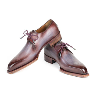 Paul Parkman 468G61 Men's Shoes Ice Blue & Bordeaux Calf-Skin Leather Goodyear Welted Derby Oxfords (PM6427)-AmbrogioShoes