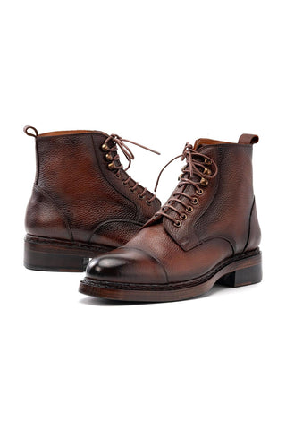 Paul Parkman 5075 Men's Handmade Shoes Floater Leather Derby Lace-Up Boot (PM6461)-AmbrogioShoes