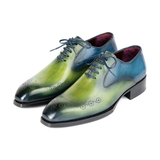 Paul Parkman 5364-GBL Men's Shoes Blue & Green Calf-Skin Leather Goodyear Welted Oxfords (PM6426)-AmbrogioShoes