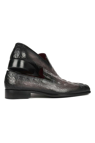 Paul Parkman 5576-GRY Gray Crocodile Embossed Slip-On Loafers (PM6385)