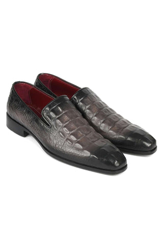 Paul Parkman 5576-GRY Gray Crocodile Embossed Slip-On Loafers (PM6385)