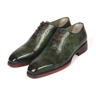 Paul Parkman 56GRN37 Men's Shoes Green Marble Patina Calf-Skin Leather Goodyear Welted Oxfords (PM6219)-AmbrogioShoes