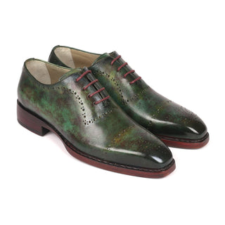 Paul Parkman 56GRN37 Men's Shoes Green Marble Patina Calf-Skin Leather Goodyear Welted Oxfords (PM6219)-AmbrogioShoes