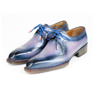 Paul Parkman 599F67 Men's Shoes Pink & Navy Calf-Skin Leather Hand-Welted Derby Oxfords (PM6423)-AmbrogioShoes