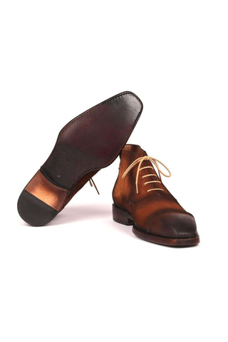 Paul Parkman 644BRW17 Antique Brown Suede Cap-Toe Ankle Boots(PM6251)
