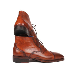 Paul Parkman 646BRW15 Men's Shoes Antique Brown Calf-Skin Leather Cap-Toe Ankle Boots(PM6256)-AmbrogioShoes