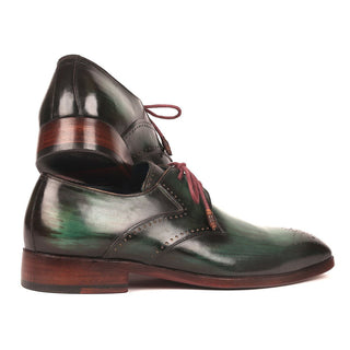 Paul Parkman 6584-GRN Men's Shoes Green Calf-Skin Leather Medallion Toe Derby Oxfords (PM6274)-AmbrogioShoes