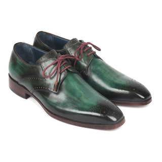 Paul Parkman 6584-GRN Men's Shoes Green Calf-Skin Leather Medallion Toe Derby Oxfords (PM6274)-AmbrogioShoes