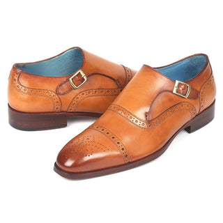 Paul Parkman 65CGN97 Men's Shoes Cognac Calf-Skin Leather Monk-Strap Loafers (PM6275)-AmbrogioShoes