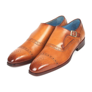 Paul Parkman 65CGN97 Men's Shoes Cognac Calf-Skin Leather Monk-Strap Loafers (PM6275)-AmbrogioShoes