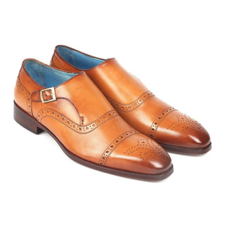 Paul Parkman 65CGN97 Men's Shoes Cognac Calf-Skin Leather Monk-Strap Loafers (PM6275)-AmbrogioShoes