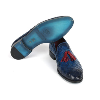 Paul Parkman 6623 Men's Shoes Woven Calf-Skin Leather Tassel Loafers (PM6377)-AmbrogioShoes