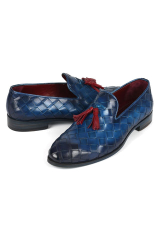 Paul Parkman 6623 Woven Calf-Skin Leather Tassel Loafers (PM6377)