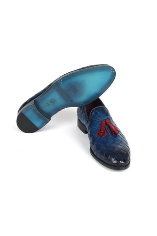 Paul Parkman 6623 Woven Calf-Skin Leather Tassel Loafers (PM6377)