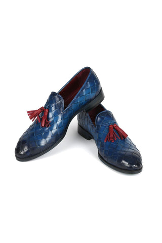 Paul Parkman 6623 Woven Calf-Skin Leather Tassel Loafers (PM6377)
