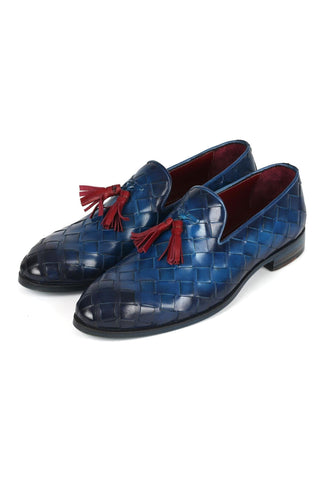 Paul Parkman 6623 Woven Calf-Skin Leather Tassel Loafers (PM6377)