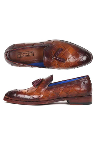 Paul Parkman 6623 Woven Leather Tassel Loafers (PM6377)