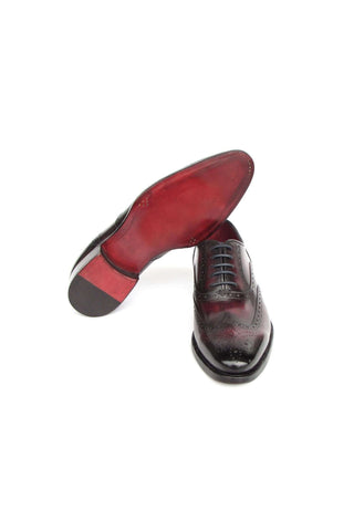 Paul Parkman 66BRD94 Burgundy Hand Painted Leather Goodyear Welted Wingtip Oxfords (PM6399)
