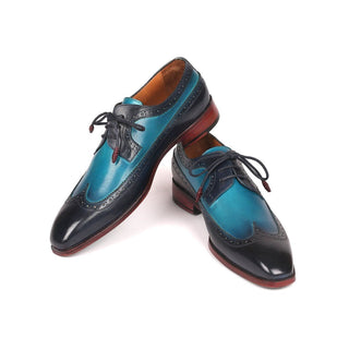 Paul Parkman 6931BLU Men's Shoes Blue Calf-Skin Leather Wing-tip Oxfords (PM6220)-AmbrogioShoes