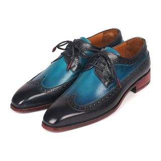 Paul Parkman 6931BLU Men's Shoes Blue Calf-Skin Leather Wing-tip Oxfords (PM6220)-AmbrogioShoes