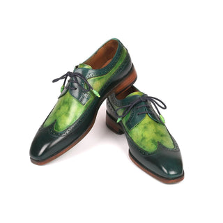 Paul Parkman 6931GRN Men's Shoes Green Calf-Skin Leather Oxfords (PM6217)-AmbrogioShoes