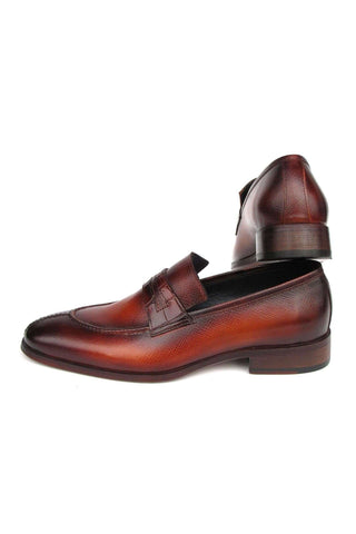 Paul Parkman 694TB25 Brown Hand-Painted Leather Split To Penny Loafers (PM6396)