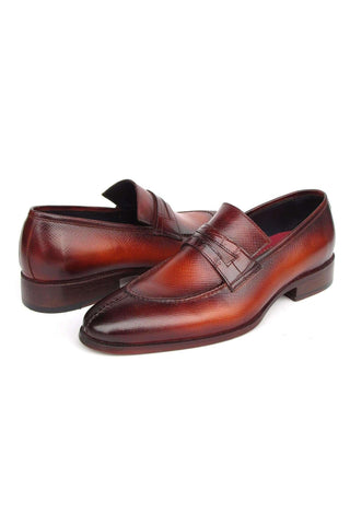Paul Parkman 694TB25 Brown Hand-Painted Leather Split To Penny Loafers (PM6396)