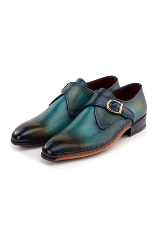 Paul Parkman 69V7U Men's Handmade Shoes Calf-Skin Leather Single Monk-Strap (PM6455)