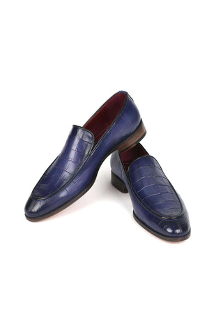 Paul Parkman 7339 Crocodile Embossed Leather Split-Toe Loafers (PM6425)