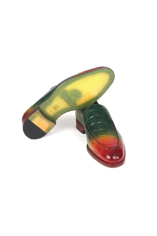 Paul Parkman 7339 Crocodile Embossed Leather Split-Toe Loafers (PM6425)