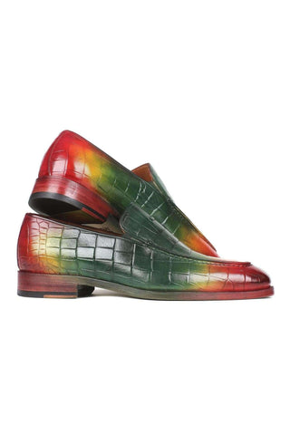 Paul Parkman 7339 Crocodile Embossed Leather Split-Toe Loafers (PM6425)