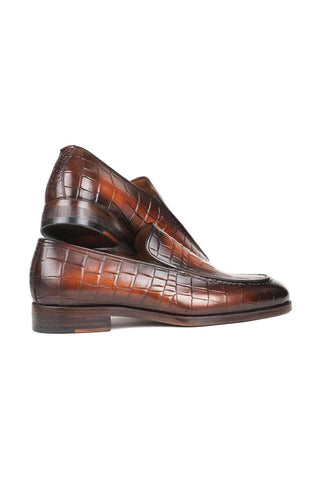 Paul Parkman 7339 Crocodile Embossed Leather Split-Toe Loafers (PM6425)