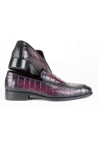 Paul Parkman 7339 Crocodile Embossed Leather Split-Toe Loafers (PM6425)