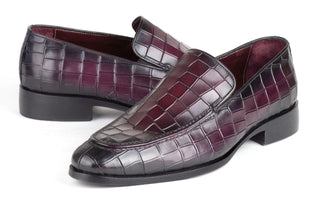 Paul Parkman 7339 Men's Shoes Crocodile Print Calf-Skin Leather Split-Toe Loafers (PM6425)-AmbrogioShoes