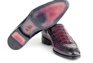 Paul Parkman 7339 Men's Shoes Crocodile Print Calf-Skin Leather Split-Toe Loafers (PM6425)-AmbrogioShoes