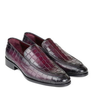 Paul Parkman 7339 Men's Shoes Crocodile Print Calf-Skin Leather Split-Toe Loafers (PM6425)-AmbrogioShoes