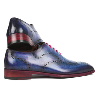 Paul Parkman 741-PAR Men's Shoes Parliament Blue Calf-Skin Leather Wingtip Oxfords (PM6337)-AmbrogioShoes