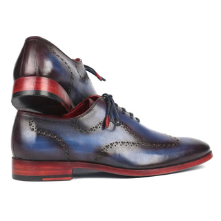 Paul Parkman 741-PRP Men's Shoes Blue & Purple Calf-Skin Leather Wholecut Oxfords (PM6289)-AmbrogioShoes