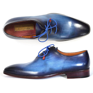 Paul Parkman 755-BLU Men's Shoes Blue Calf-Skin Leather Whole-Cut Oxfords (PM6304)-AmbrogioShoes