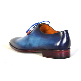 Paul Parkman 755-BLU Men's Shoes Blue Calf-Skin Leather Whole-Cut Oxfords (PM6304)-AmbrogioShoes