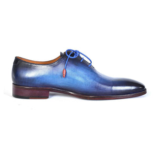 Paul Parkman 755-BLU Men's Shoes Blue Calf-Skin Leather Whole-Cut Oxfords (PM6304)-AmbrogioShoes