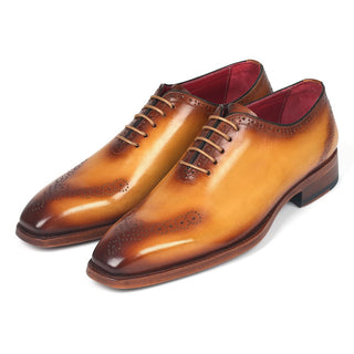 Paul Parkman 7614-CML Men's Shoes Camel Calf-Skin Leather Goodyear Welted Punch Oxfords (PM6280)-AmbrogioShoes