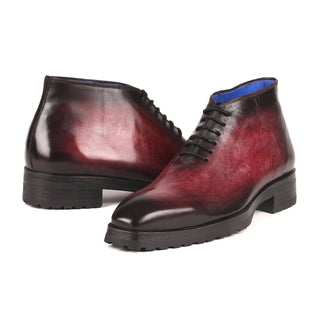 Paul Parkman 791BRD13 Men's Shoes Bordeaux Burgundy Calf-Skin Leather Ankle Boots(PM6263)-AmbrogioShoes