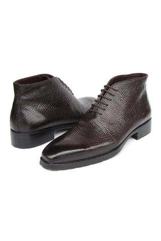 Paul Parkman 793BRW82 Men's Handmade Shoes Brown Floater Leather Ankle Boots (PM6417)
