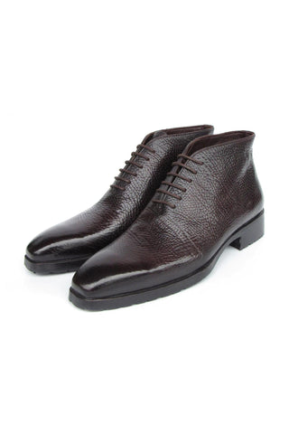 Paul Parkman 793BRW82 Men's Handmade Shoes Brown Floater Leather Ankle Boots (PM6417)
